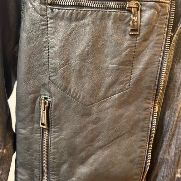 Distressed denim and leather high end Dsquared run way shirt - Picture 2 of 9